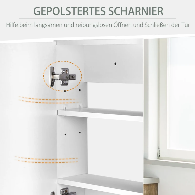 HOMCOM Spiegelschrank Badschrank mit zwei Türen Hängeschrank Badezimmerspiegel Badmöbel Mehrzweckschrank für Badezimmer Soft-Close-Funktion MDF Weiß 80 x 15 x 60 cm