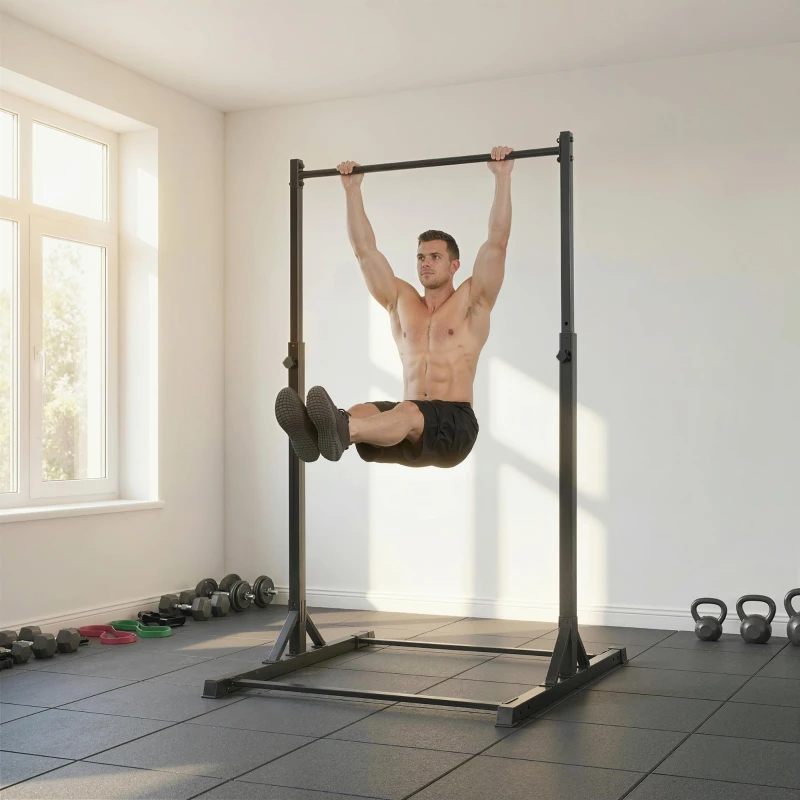SPORTNOW Station de musculation et barre de traction power tower 200 kg avec 8 niveaux de hauteur noir