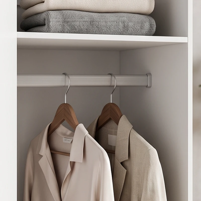HOMCOM Armario Dormitorio Moderno Armario Ropero con Barra para Colgar Cajón Estante Superior 40x52x170 cm Blanco