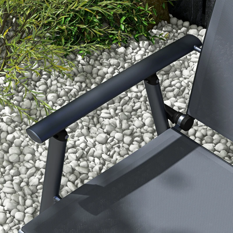 Outsunny Sedia Pieghevole a 2 Posti con Seduta Traspirante, in Acciaio e Tessuto a Rete, 118x65x96 cm, Grigio