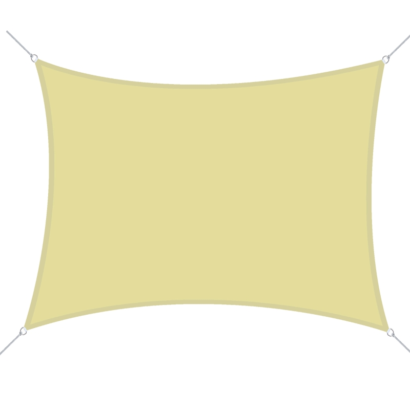 Outsunny Toldo Vela Rectangular 6x4 m Vela de Sombra para Jardín Patio Terraza Poliéster Anti UV Color Arena