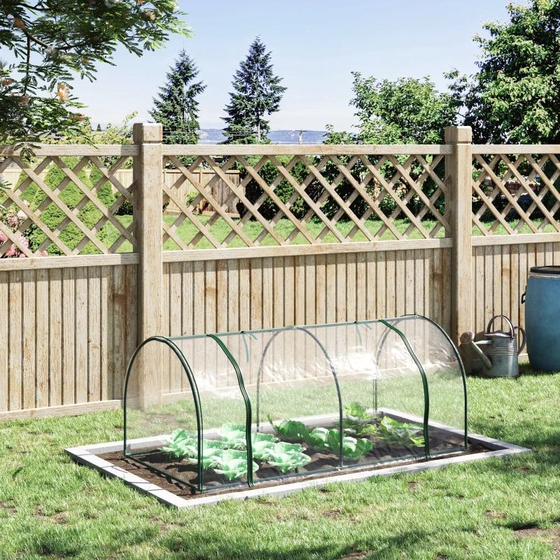 Outsunny Seră de grădină în formă de tunel din oțel cu acoperire din PVC, 200x100x80 cm, transparentă și verde