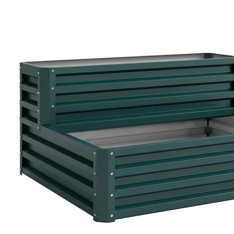 Outsunny Carré potager de jardin fond ouvert 2 étages pour herbes légumes fruits fleurs 120 x 101 x 58 cm vert