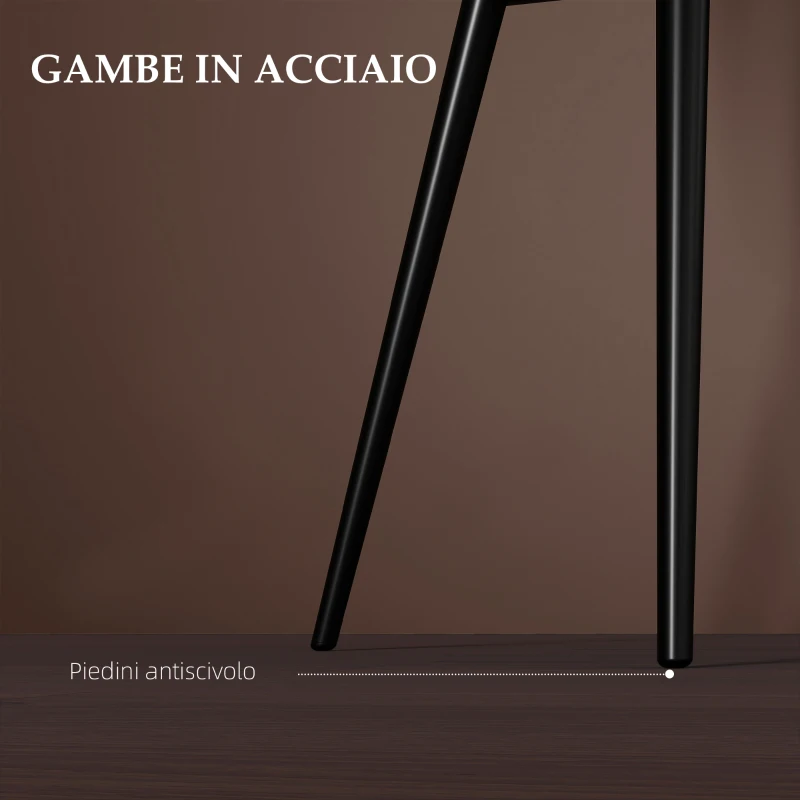 HOMCOM Set 2 Sedie da Pranzo Nordiche Imbottite con Braccioli Ricurvi in Tessuto Effetto Velluto, 54x57x80 cm, Marrone