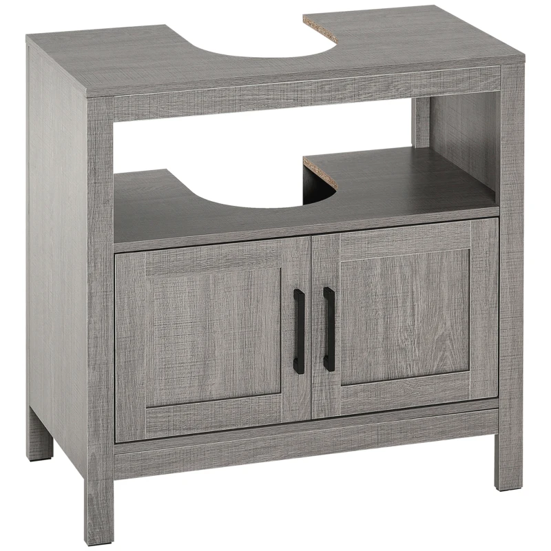 kleankin Mueble para Debajo del Lavabo Armario de Suelo para Baño de Estilo Moderno 60x30x60 cm Gris
