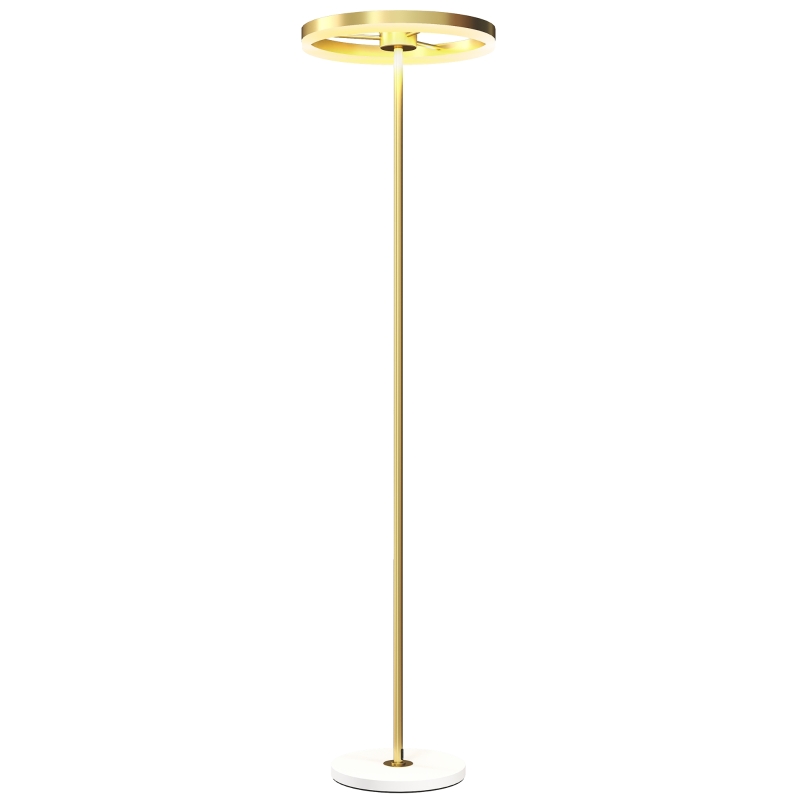 HOMCOM Lampă de Podea Modernă cu Lumină Reglabilă, Comutator cu Pedală și 3 Niveluri de Luminozitate, Aurie