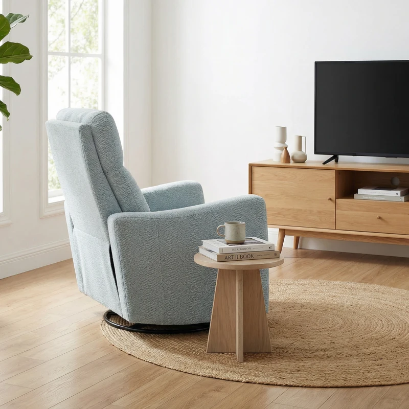 HOMCOM Fauteuil inclinable, fauteuil de relaxation avec repose-pieds, pivotant à 360°, basculant, 82 x 90,5 x 101 cm, gris-bleu(m-9)