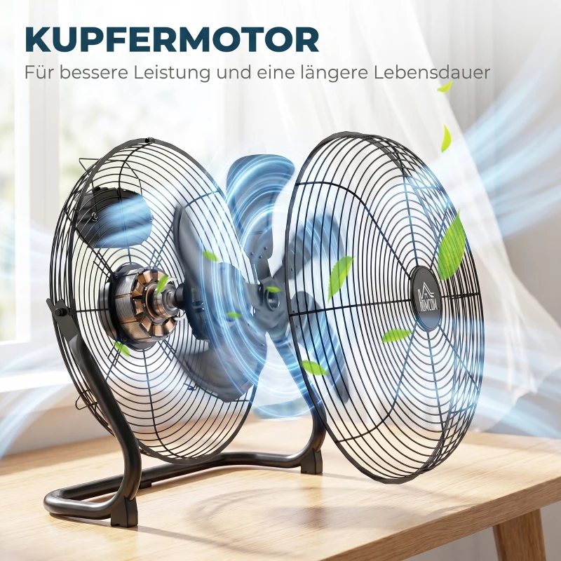 HOMCOM Ventilator für den Schreibtisch, Klimaanlage, 4 Geschwindigkeiten, drehbar, Schwarz