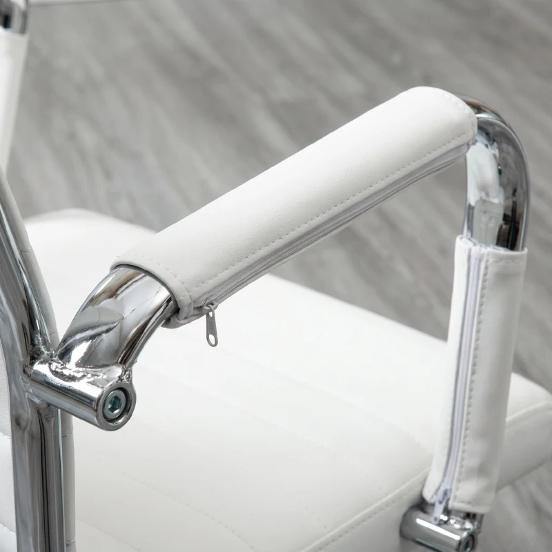 Vinsetto Scaun de Birou Ergonomic din Piele Ecologică, Scaun Rotativ și cu Funcție de Legănare, 54x62x104-114 cm, Alb