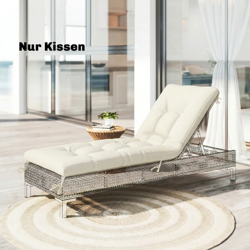 Outsunny Palettenkissen Abnehmbar Sitzkissen mit Befestigungsbändern Palettenpolster für die meisten Liegen 198x65x13cm Beige