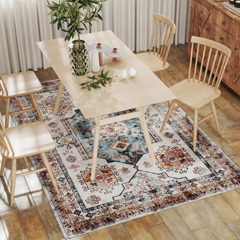 HOMCOM Covor Vintage Antiderapant și Lavabil cu Fir Scurt pentru Living și Dormitor, 230x160 cm, Multicolor