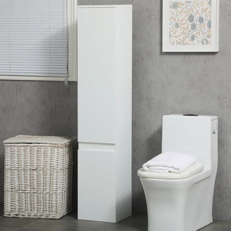 Kleankin Móvel Coluna Arrumação Casa de Banho 2 Armários 3 Prateleiras Reguláveis Estilo Contemporâneo 30x28x152,5 cm Branco