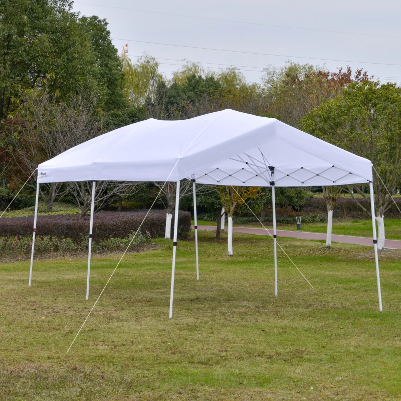 Outsunny Gazebo Pieghevole 6x3m, Richiudibile e Pop up da Giardino in Acciaio e Tessuto Bianco, per Eventi o Campeggio con Borsa da Viaggio