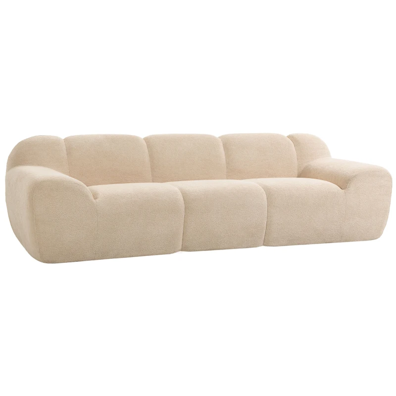 HOMCOM Canapé 3 Places 233 cm, Canapé Salon en Chenille Moderne avec Assise Profonde, Accoudoirs Larges, Beige