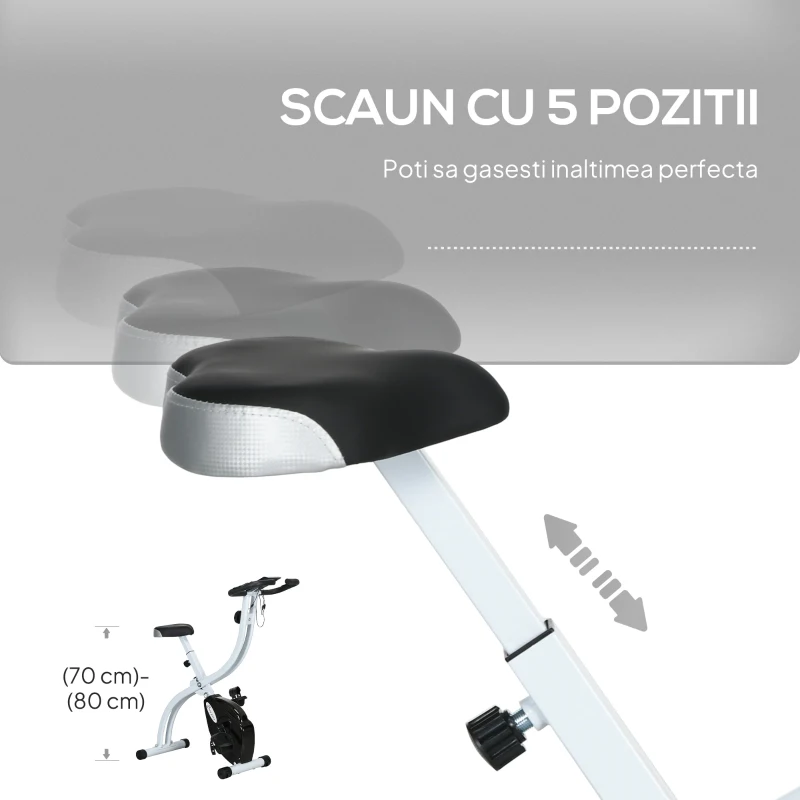 SPORTNOW Bicicletă Magnetică Pliabilă cu 8 Niveluri de Rezistență și Șa Reglabilă, din Oțel, 97x43x110 cm, Negru
