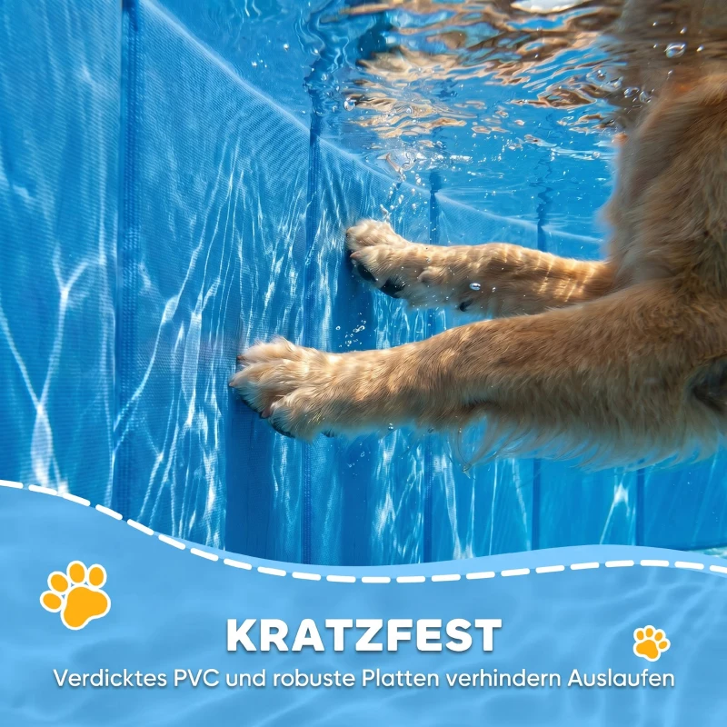 PawHut Faltbarer Hundepool für Große und Mittelgroße Hunde, mit Anti-Rutsch-Boden für Enten, Innen- und Außen, 120x30cm