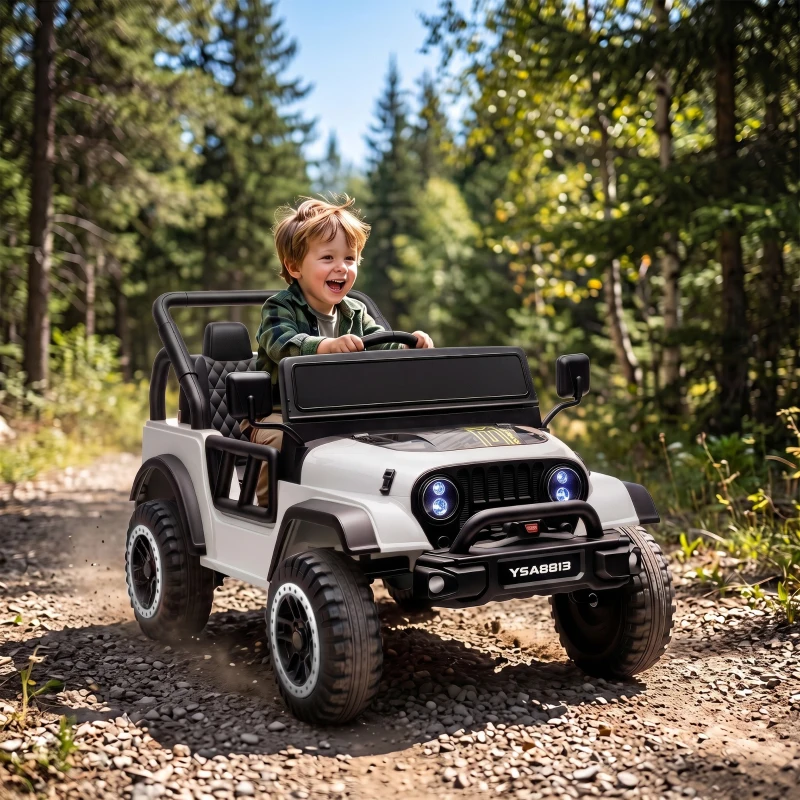 AIYAPLAY Voiture Électrique Enfants 12V, Buggy Électrique Enfants, 2 Moteurs, Télécommande 2,4G, Batterie Lithium, Blanc