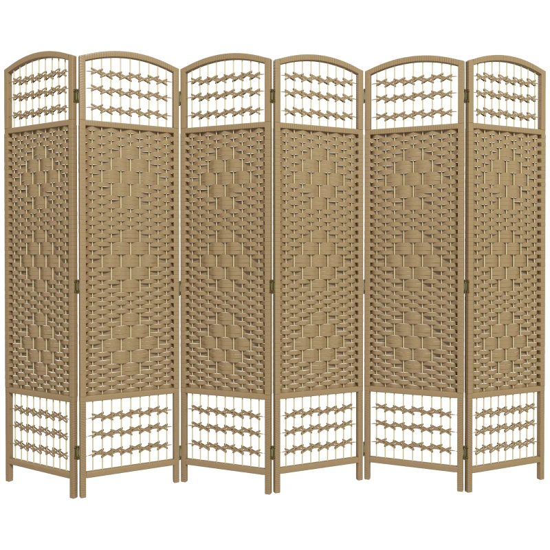 HOMCOM Biombo Separador de Ambientes de 6 Paneles Plegable de Cuerda de Papel 160x170cm Decoración para Dormitorio Natural