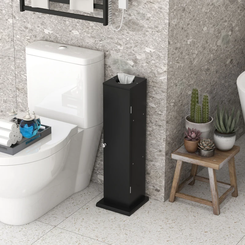 HOMCOM Suporte para Papel Higiênico Móvel de Banheiro 3 Níveis e Saída para Papel para Pequenos Espaços Preto