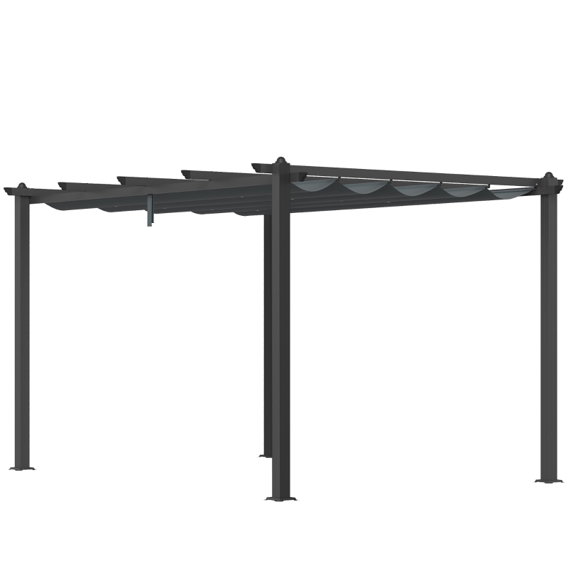 Outsunny 3 x 4m Aluminium Pergola, with Retractable Roof - Dark Grey