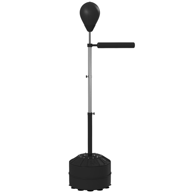 SPORTNOW Sac de frappe sur pied punching ball sur pied réglable en hauteur 160-205 cm pompe inclus, lestage de sable ou eau, noir