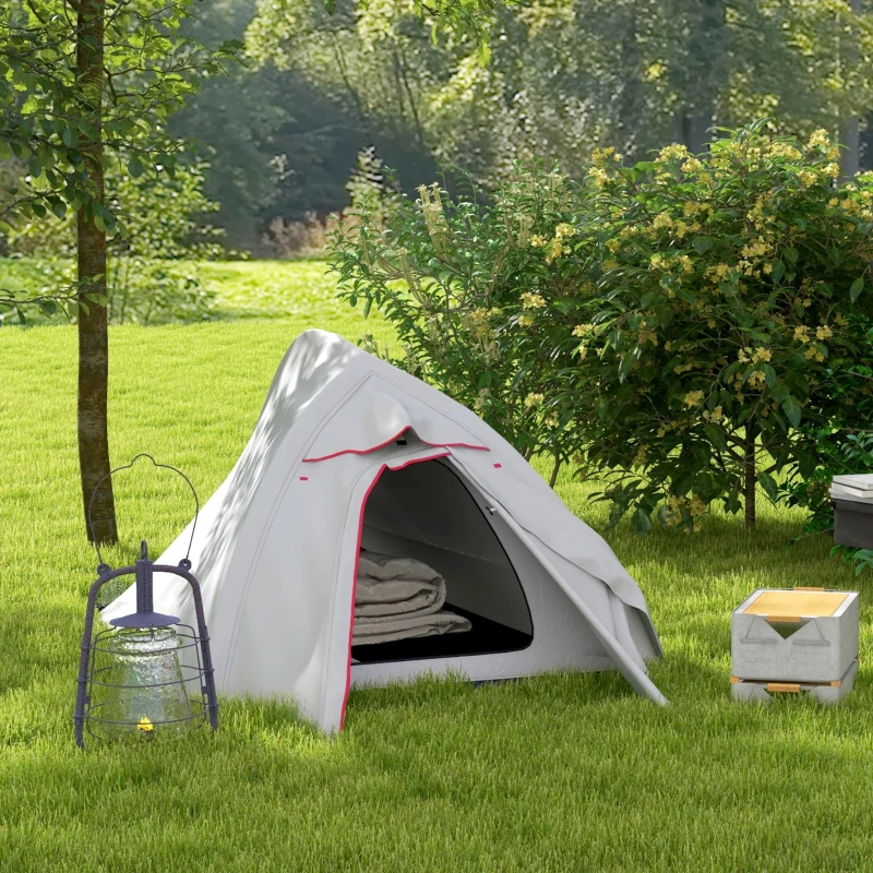 Outsunny Tenda da Campeggio con Borsa da Trasporto, in Poliestere e Alluminio, 300x135x110 cm, Grigio Chiaro