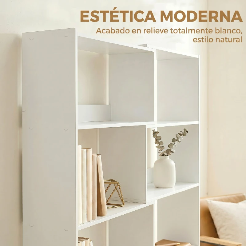 HOMCOM Estantería Expandible 5 Niveles Giratoria 350° Ancho Ajustable Convertible en en L Recta o Compacta 111,5x23,8x163,7 cm