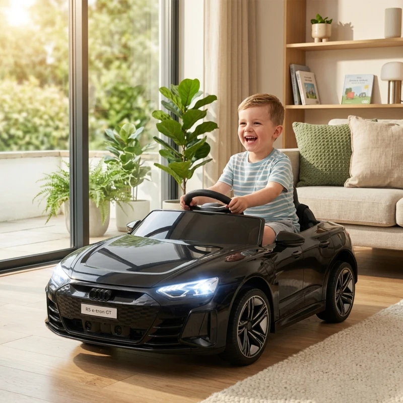 HOMCOM Voiture électrique enfant 12 V - véhicule électrique avec télécommande parentale fournie - V. Max. 5 Km/h - effets sonores, lumineux - Audi RS E-tron GT noir(m-15)