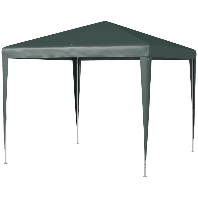 Outsunny Gazebo da Giardino 2.7x2.7 m con Picchetti e Corde, Telaio in Acciaio e Rivestimento in PE, Verde Scuro