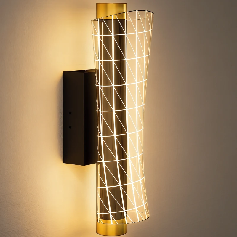 HOMCOM Wandleuchte Innen Wandlampe mit LED Lichte, Gitterdesign, Dimmbar Nachttischlampe Metall, Schwarz