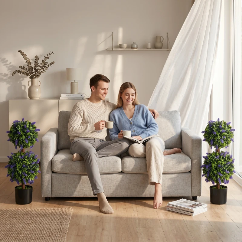 HOMCOM Conjunto de 2 plantas artificiais, planta artificial resistente a UV em vaso, planta de 70 cm para sala de estar, jardim