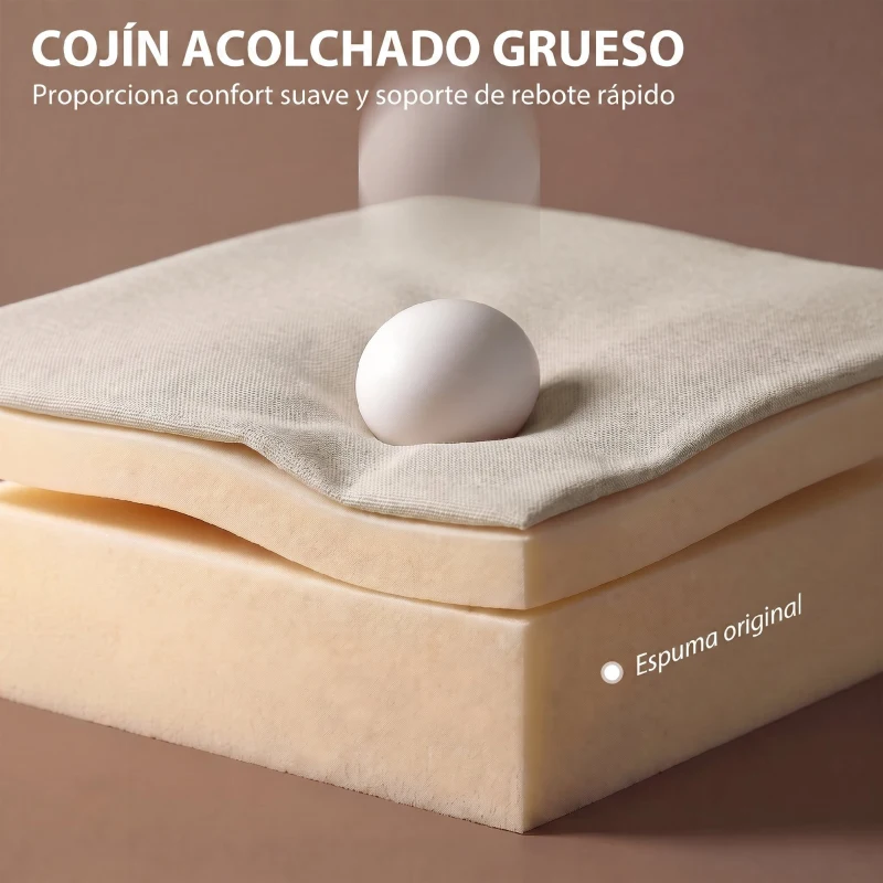 HOMCOM Sofá Cama 2 Plazas Convertible 3 en 1 Tapizado en Chenilla con Respaldo Ajustable Mesa Lateral 2 Almohadas Blanco Crema