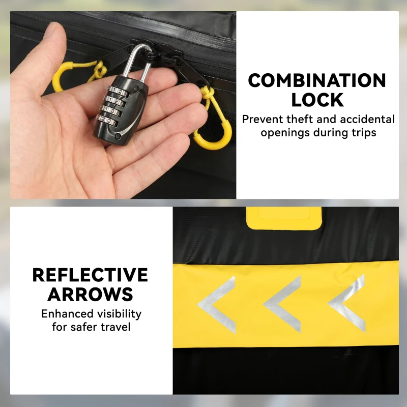 Outsunny Car Roof Bag, 21 Cubic Feet Waterproof Soft Car Roof Box Roofing Cargo Carrier w/ Reflective Arrows, Door Hooks, Yellow