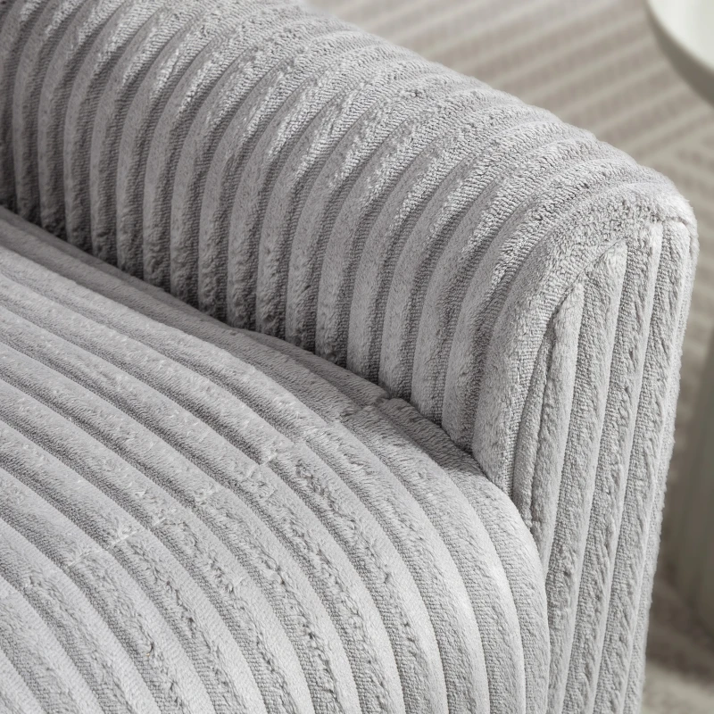 HOMCOM Sillón Relax Reclinable Manual Tapizado en Pana Instalación Rápida Reposapiés Acolchado Grueso Gris Claro