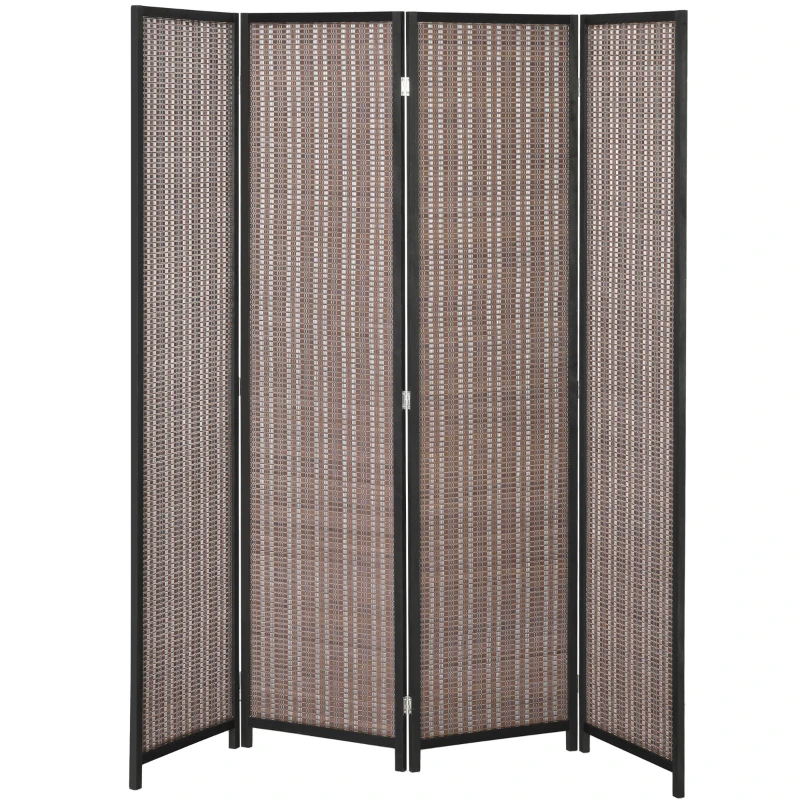 HOMCOM Biombo em Madeira Separador de Ambientes Divisória Dobrável 4 Painéis 180x180 cm Castanho