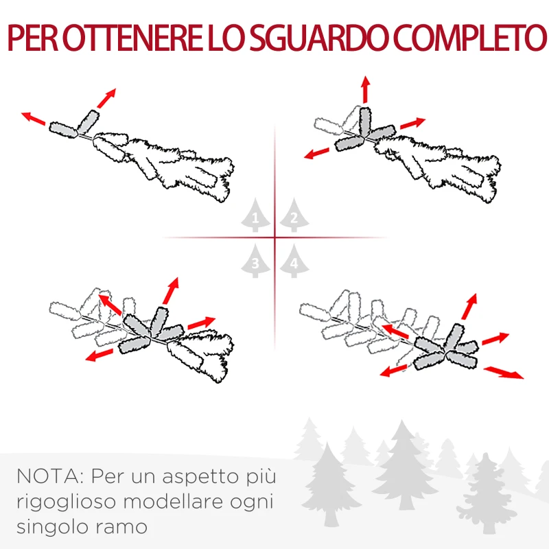 HOMCOM Set 2 Alberi di Natale Artificiali Slim Ø55x180 cm in Plastica e Metallo con 390 Rami, Verde