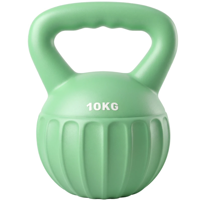 SPORTNOW Kettlebell Kugelhantel 6 kg Gewicht-Hantel mit Sand befüllt für Anfänger Zuhause Krafttraining 21 x 21 x 27 cm Grün