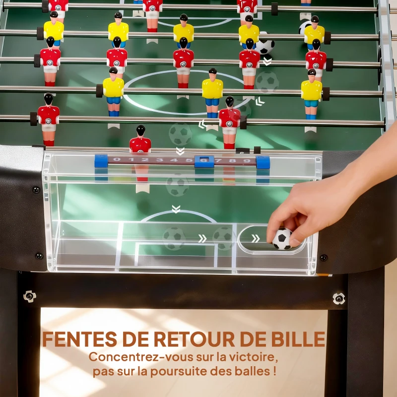 SPORTNOW Baby-foot 92 cm, 22 joueurs, 2 balles, compteurs manuels, poignées antidérapantes, marron