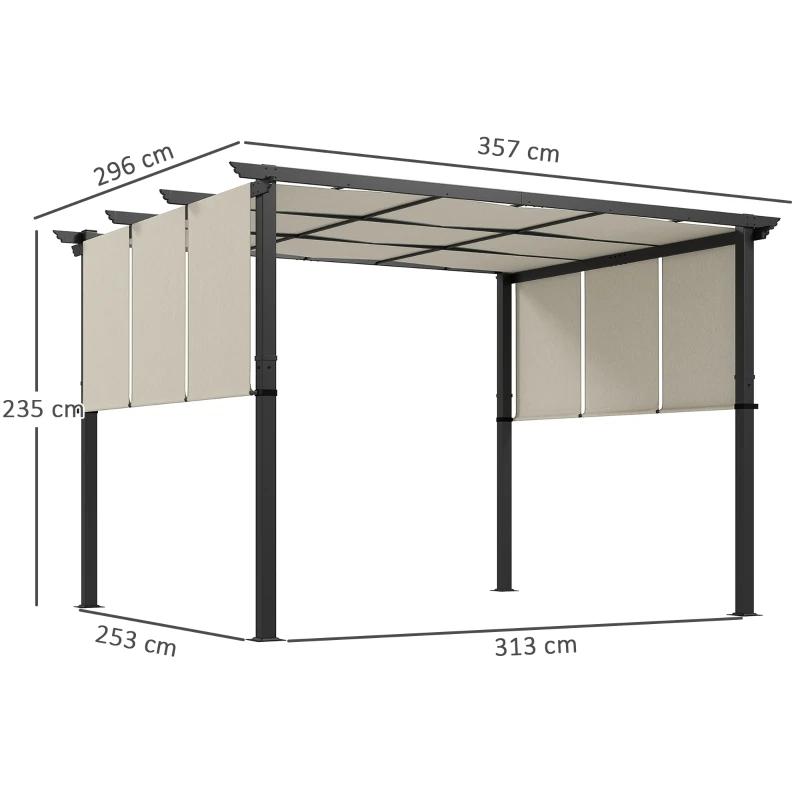 Outsunny Markise Sonnenschutz. Pergola, wetterbeständig,  inkl. Befestigungsmaterial, 3 x 3,5 m, Beige