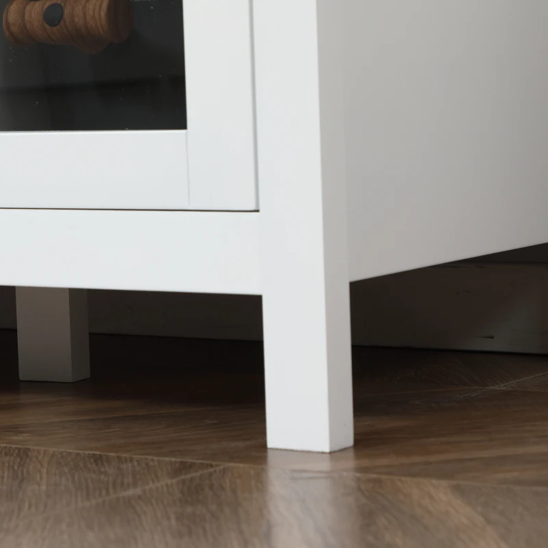 HOMCOM Buffet salon, meuble de rangement avec 1 placard double porte, 2 placards à porte vitrée, 2 tiroirs et étagère réglable, style moderne, buffet salle à manger et cuisine, 120x40x90cm, blanc(m-9)