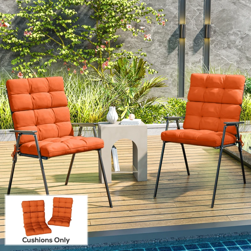 Outsunny Set of Two Padded Outdoor Seat Cushions - Orange
