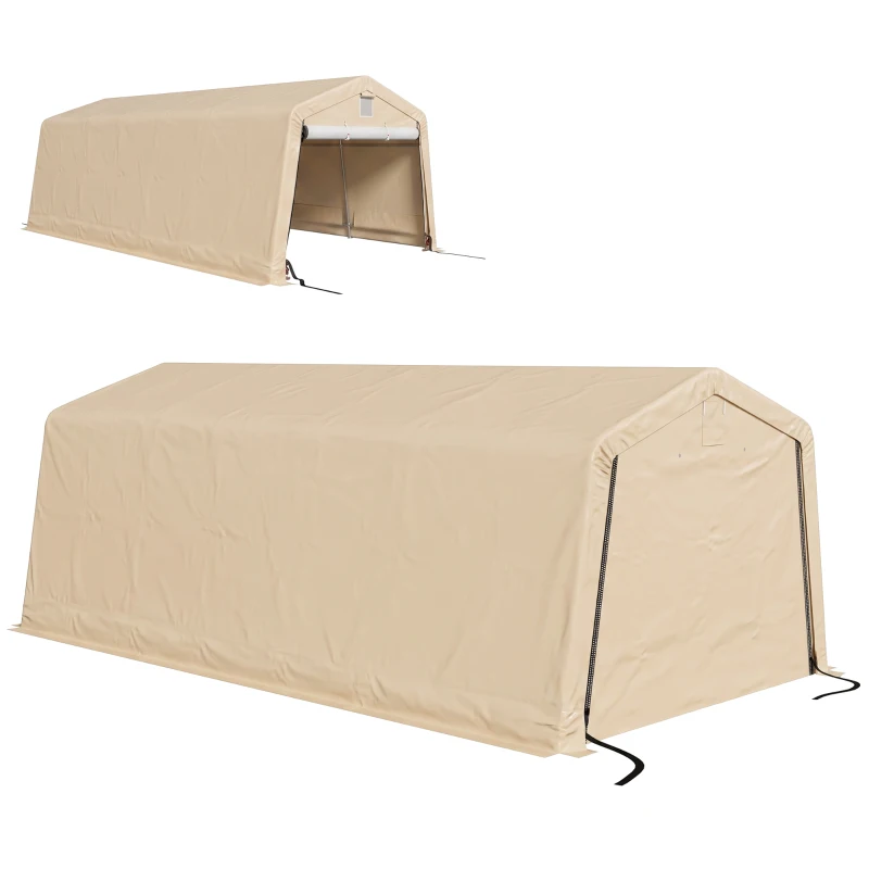 Outsunny Tente garage carport dim. 6,2L x 3,3l x 2,4H m acier galvanisé robuste PE haute densité 150 g/m² imperméable anti-UV(m-12)