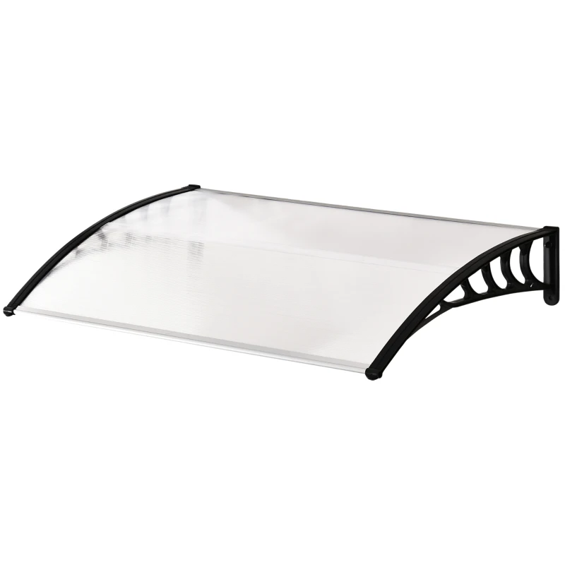 Outsunny Auvent de porte d'entrée toit marquise en polycarbonate protection contre pluie neige UV 90 x 122 cm, transparente