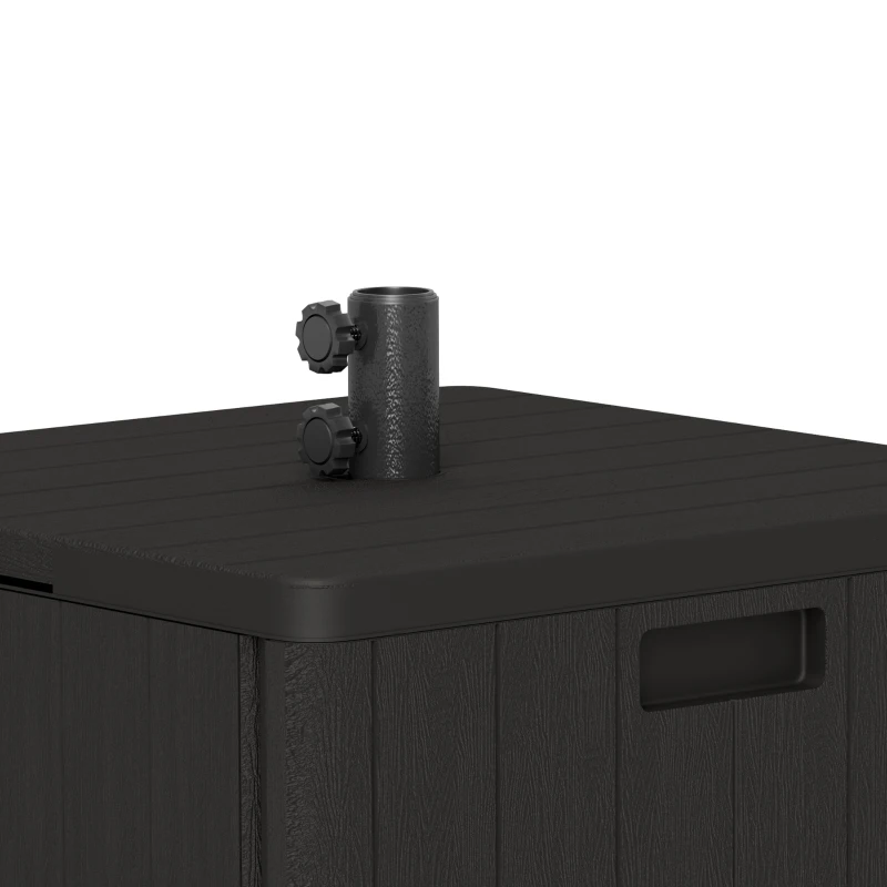 Outsunny Pied de parasol carré avec plateau de table, support parasol en HDPE à roues, remplissage eau sable 53 x 53 x 45 cm noir