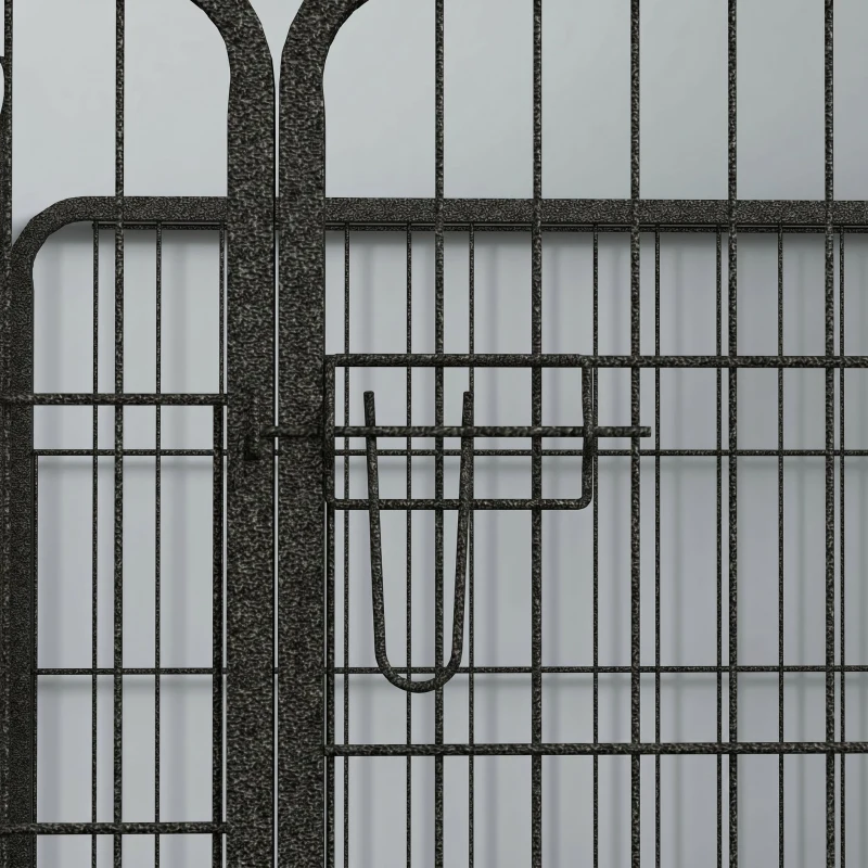 PawHut Gard pentru Câini Pliabil din Metal, pentru Interior și Exterior cu Ușă și Țăruși, 82x82x60cm Gri