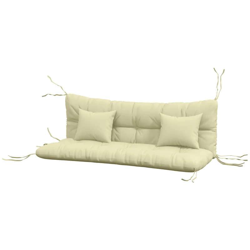 Outsunny Set 4 Cuscini da Giardino per Schienale e Seduta con Imbottitura, in Poliestere, Crema