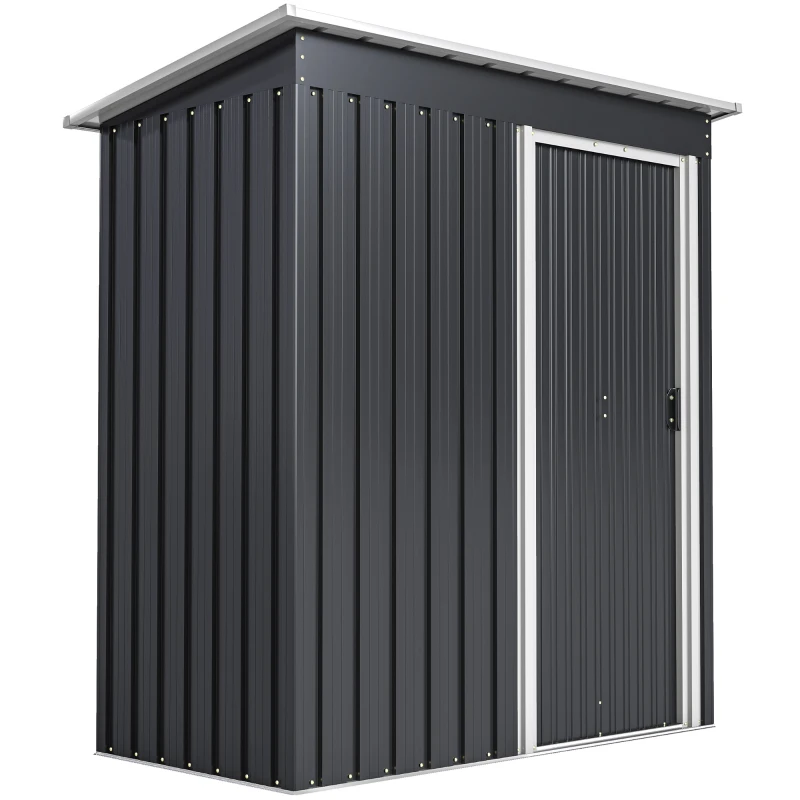 Outsunny Cobertizo de Jardín Exterior 1,16 m² 163x89x182 cm Caseta Metálica con Puerta Corredera y Techo Inclinado Negro