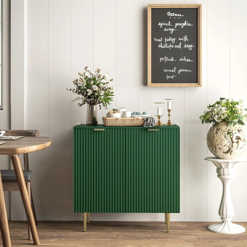 HOMCOM Buffet cuisine meuble de rangement avec 2 portes étagère réglable pieds métalliques surélevés 80 x 40 x 80 cm vert olive