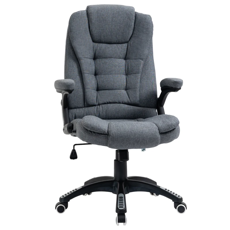 Vinsetto Fauteuil de bureau chaise pour ordinateur ergonomique dossier inclinable assise pivotant hauteur réglable accoudoir rembourré gris