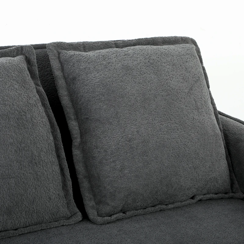 HOMCOM Sofá-Cama 2 Lugares 3 em 1 com Encosto Ajustável Bolsos Laterais 2 Almofadas para Sala Cinzento Escuro